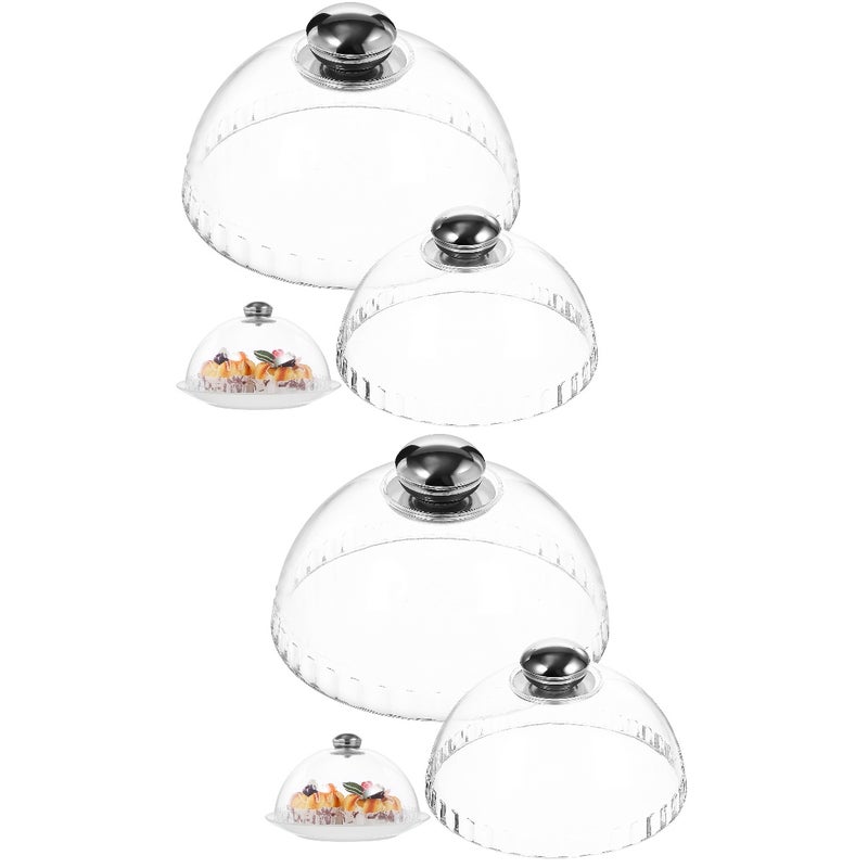 4 Pcs Food Dome Covers Cake Dome Covers with Handles Clear Cake Serving Dome Decorative Cake Lids Food Protectors - Image 1