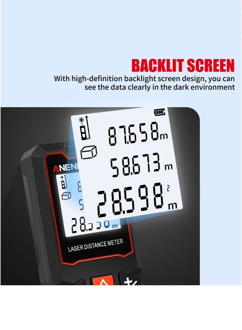 عربست جهاز قياس المسافة بالليزر الرقمي 40م/60م/80م/100م مع مستوى الفقاعة، جهاز قياس ليزر محمول باليد بشاشة LCD، جهاز تحديد المدى الصغير، أداة قياس المسافة/المساحة/الحجم/فيثاغورس، وحدة التبديل - Image 5