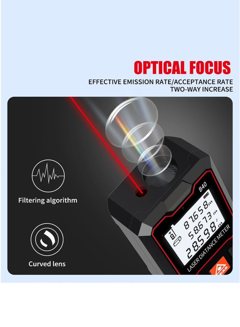 عربست جهاز قياس المسافة بالليزر الرقمي 40م/60م/80م/100م مع مستوى الفقاعة، جهاز قياس ليزر محمول باليد بشاشة LCD، جهاز تحديد المدى الصغير، أداة قياس المسافة/المساحة/الحجم/فيثاغورس، وحدة التبديل - Image 3
