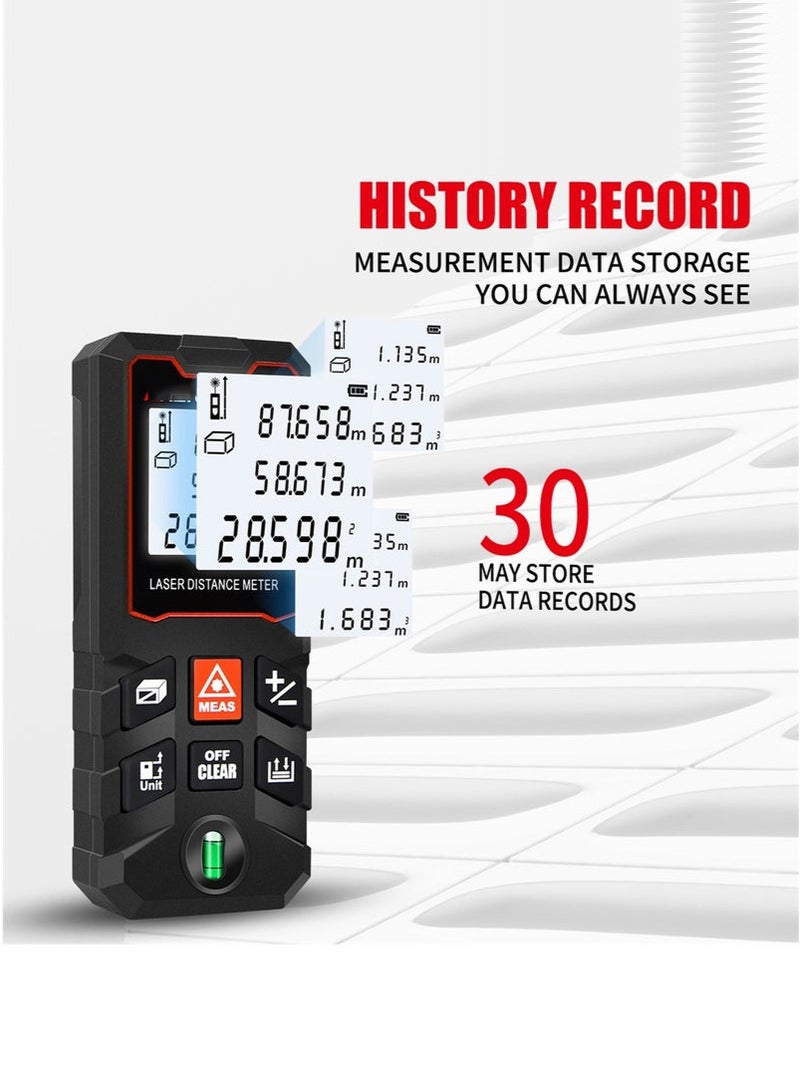 عربست جهاز قياس المسافة بالليزر الرقمي 40م/60م/80م/100م مع مستوى الفقاعة، جهاز قياس ليزر محمول باليد بشاشة LCD، جهاز تحديد المدى الصغير، أداة قياس المسافة/المساحة/الحجم/فيثاغورس، وحدة التبديل - Image 4