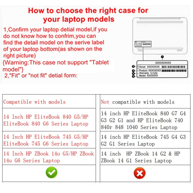 Alapmk Protective Case Cover for HP EliteBook 840 G5 G6/EliteBook 745 G5 G6/ZBook 14u G5 G6 14" Laptop(Note:Not fit EliteBook 840 745 G4 G3 G2 G1/ZBook 14u G4/ZBook 14 G2/ZBook 14 G1),Black - Image 2