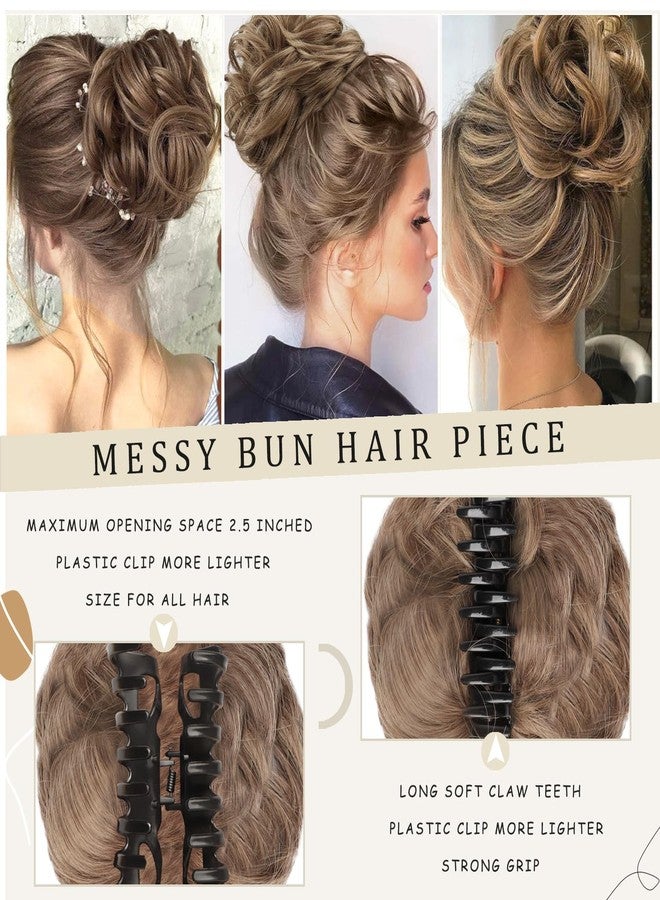 WZNBBOY Claw Clip Messy Bun Hair Piece Curly Wavy Faux Hair Bun Extensions Synthetic Chignon Tousled Updo Hair Scrunchie Claw Clip Ponytail Hairpieces for Women - Image 3