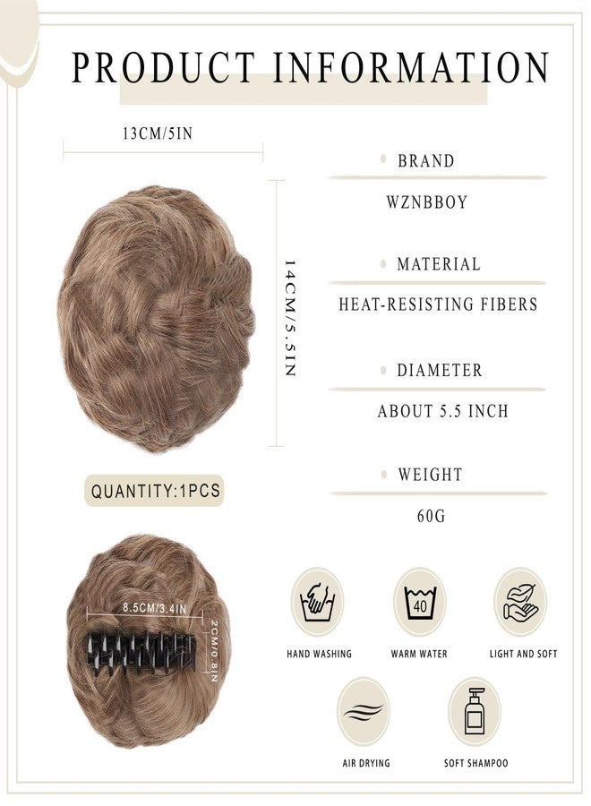 WZNBBOY Claw Clip Messy Bun Hair Piece Curly Wavy Faux Hair Bun Extensions Synthetic Chignon Tousled Updo Hair Scrunchie Claw Clip Ponytail Hairpieces for Women - Image 2