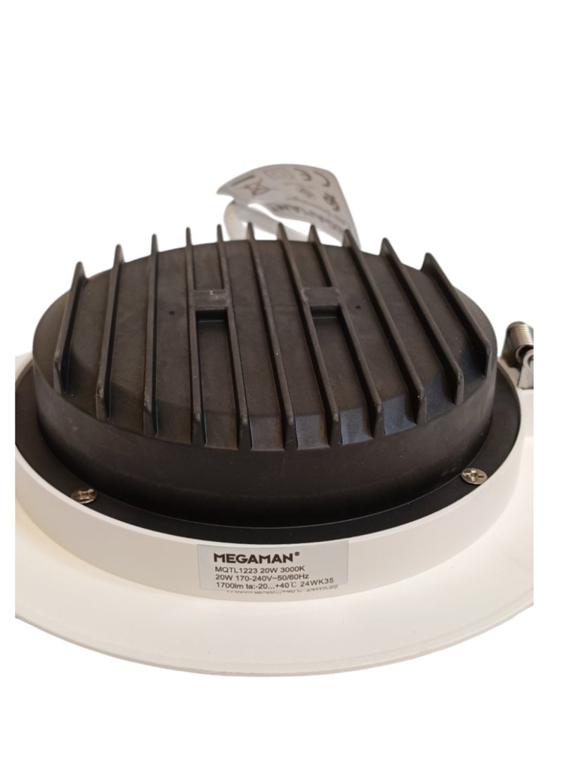 ميجامان Megaman Recessed 20W LED Downlight -Warm White(3000K)  - Image 3