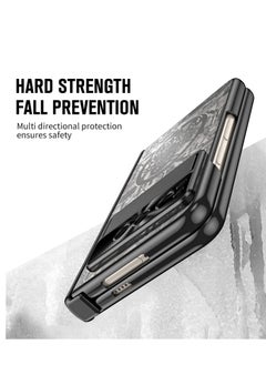Y&D Case for Google Pixel Fold Stylish Mechanical Gear Pattern Clear Plating PC All-Inclusive with Magnetic Hinge Protection Slide Kickstand and Front Screen Protector Black  - Image 5