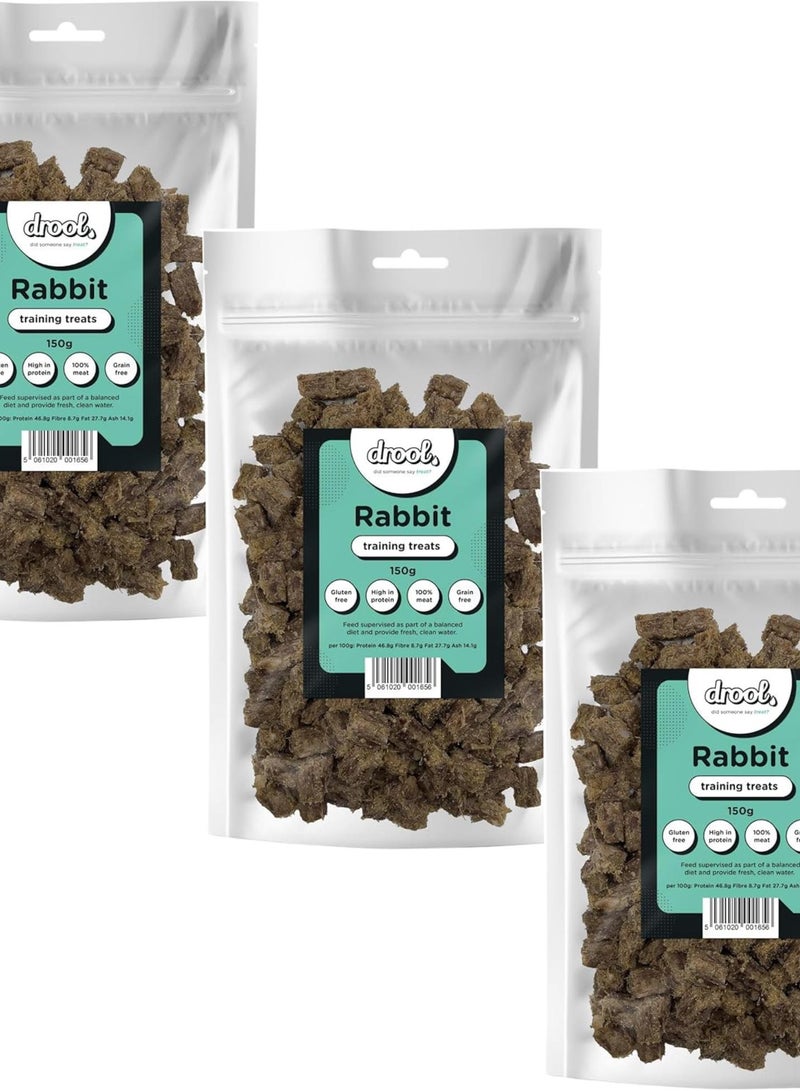 GGOOT Pet Products 100% Pure Dried Fresh Meat Rabbit | Triple Pack Training Treats for Dogs | 3 x 150g Air-Dried Nibbles Dog Chews for Dogs & Puppies (150 g (Pack of 3), Rabbit) - Image 1