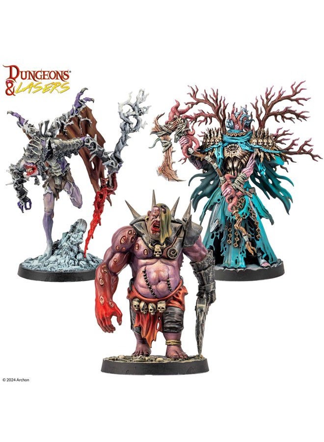 Dungeons & Lasers Warlords of Chaos Miniatures Set - 3 Large Models with Scenic Bases for use with DND and 5E Compatible RPG Games - Unpainted and Unassembled - Image 2