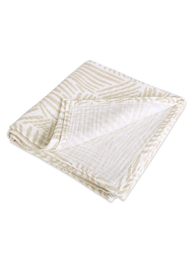 babyletto 100% Organic Cotton Swaddle Gots Certified Ultra Soft And Breathable Muslin Oat Stripe - Image 4