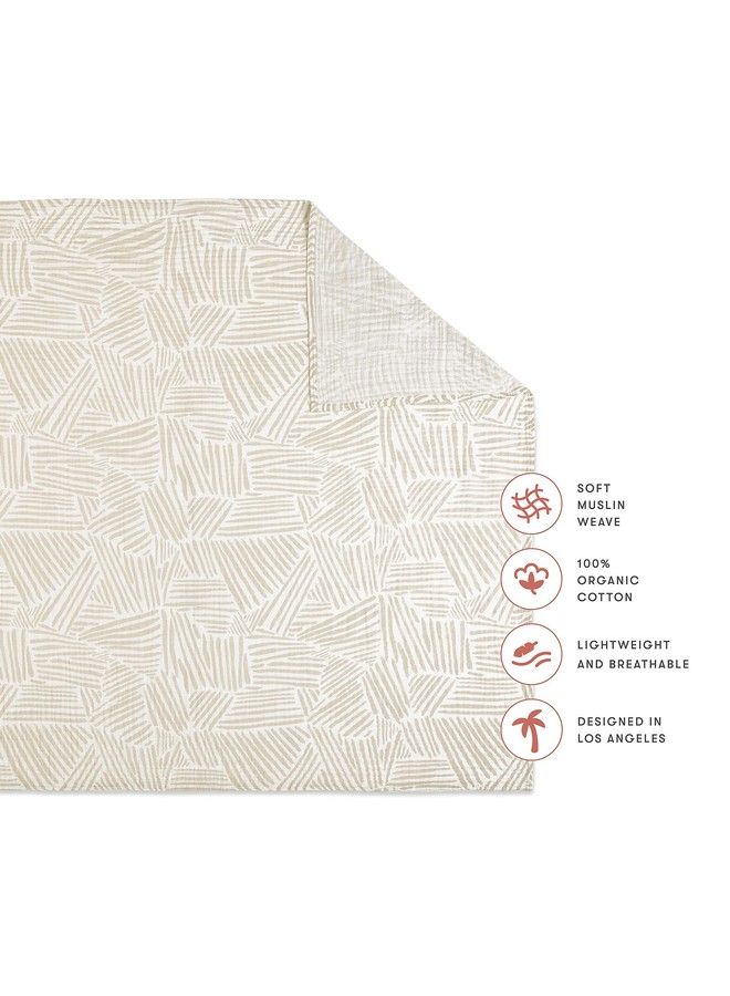 babyletto 100% Organic Cotton Swaddle Gots Certified Ultra Soft And Breathable Muslin Oat Stripe - Image 3