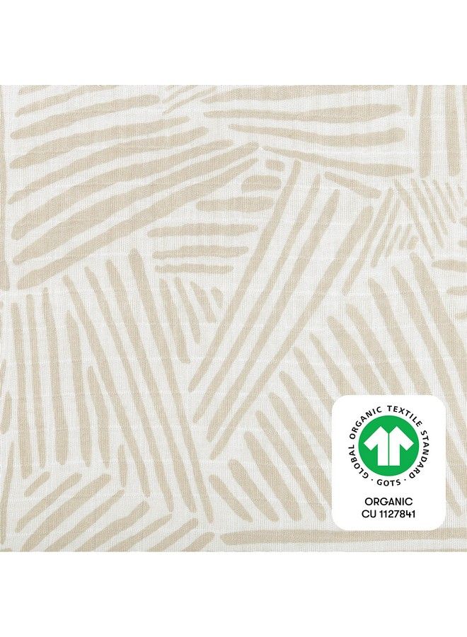 babyletto 100% Organic Cotton Swaddle Gots Certified Ultra Soft And Breathable Muslin Oat Stripe - Image 5