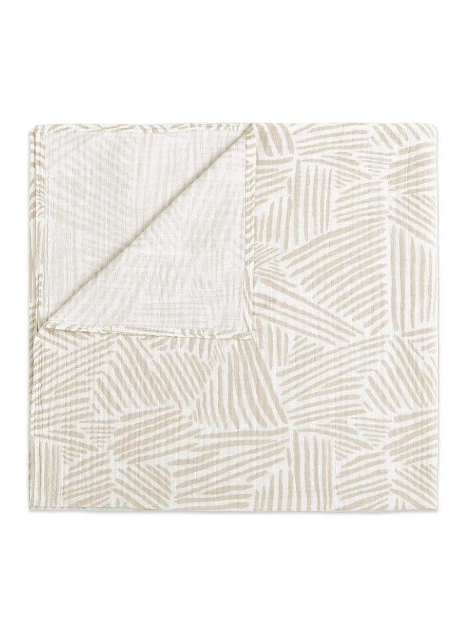 babyletto 100% Organic Cotton Swaddle Gots Certified Ultra Soft And Breathable Muslin Oat Stripe - Image 1