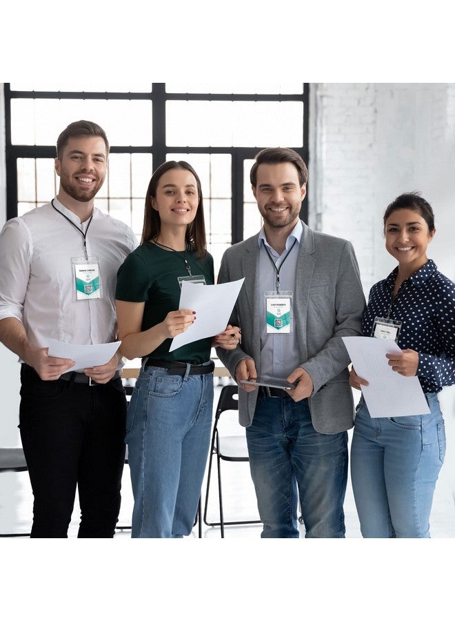 إيكو إيرث حامل بطاقات بلاستيكي مقاس 4×6 بوصة ومجموعة حزام مع حافة ناعمة (Xxl، جراب شفاف بسحاب، 10 قطع)، حامل جواز سفر ومجموعة حزام، شارة اسم هوية كبيرة جدًا مع حزام أسود - Image 3