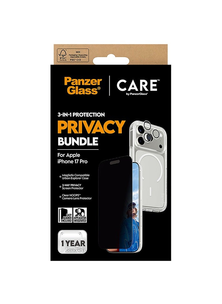 بانزرجلاس بكج حماية بانزر جلاس CARE يدعم MagSafe فلاقشيب 3 في 1 ايفون 17 برو - حفظ الخصوصية - Image 5