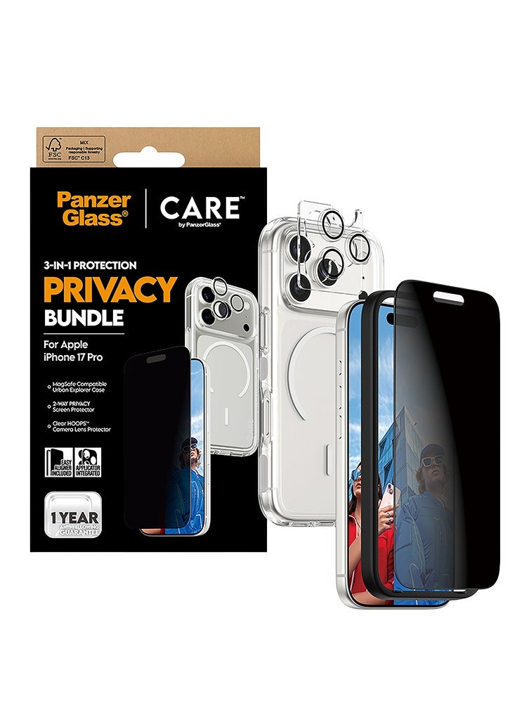 بانزرجلاس بكج حماية بانزر جلاس CARE يدعم MagSafe فلاقشيب 3 في 1 ايفون 17 برو - حفظ الخصوصية - Image 2