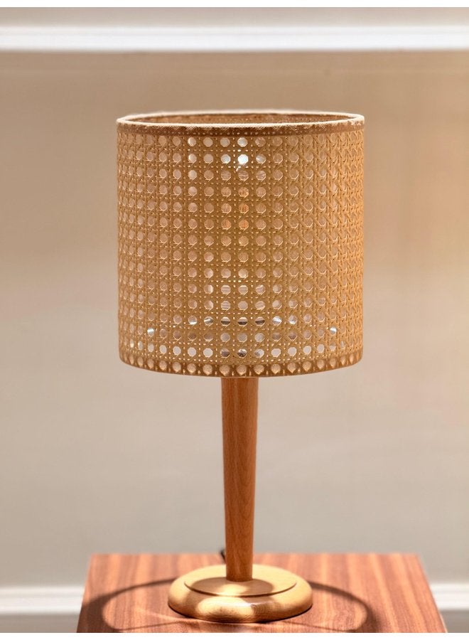 تبس هوم لمب مصباح طاولة من الروطان بوهو باللون البيج 20x45 سم - Image 2