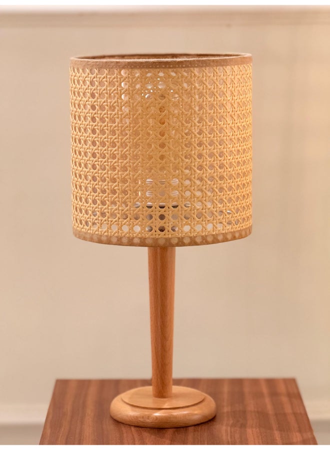 تبس هوم لمب مصباح طاولة من الروطان بوهو باللون البيج 20x45 سم - Image 1