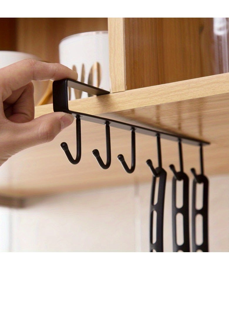 1pc Kitchen Shelf Storage Clothes Hanging Organizer Cup Holder Glass Mug Holder 6 Hooks Storage Rack  - Image 1