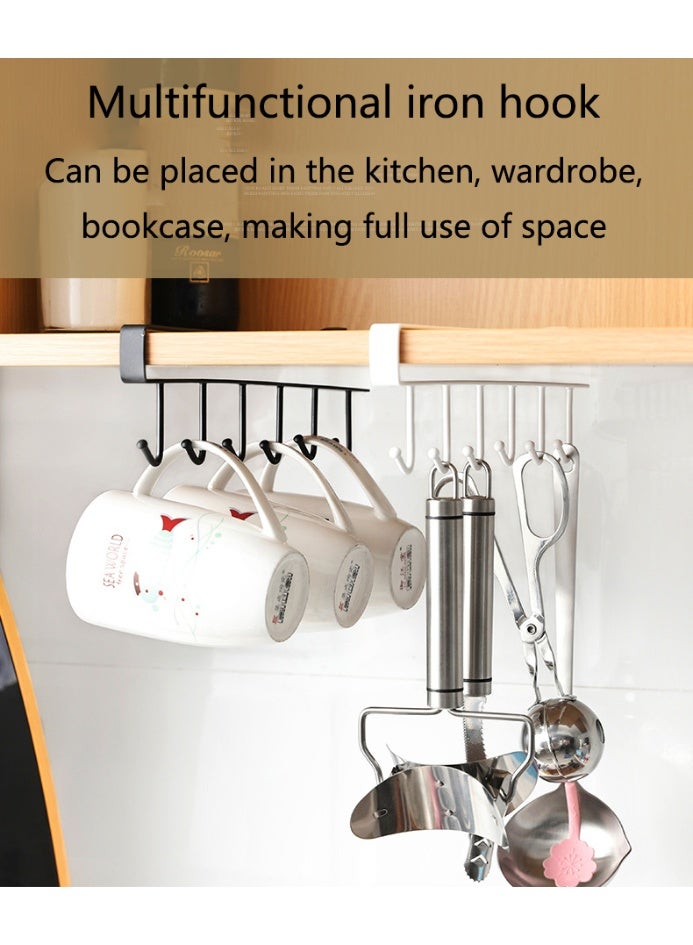 1pc Kitchen Shelf Storage Clothes Hanging Organizer Cup Holder Glass Mug Holder 6 Hooks Storage Rack  - Image 3
