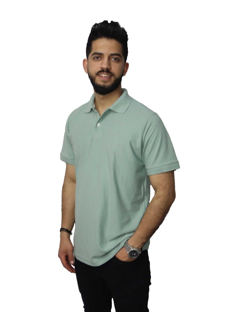 وان هاند تي شيرت بولو كاجوال قطن - منت - Image 1