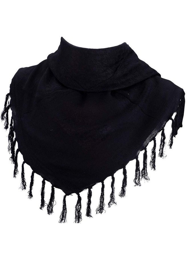 FFNIU - Cotton Scarf Military Shemagh Arab Tactical Desert Keffiyeh Thickened Head Neck Scarf Wrap For Women And Men 43"X43" Black - Image 1