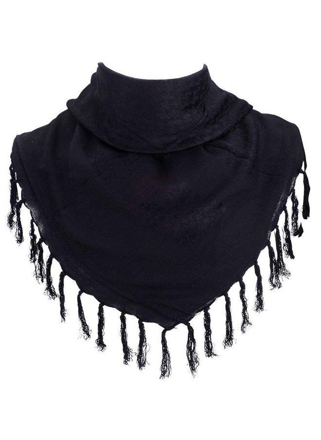 FFNIU - Cotton Scarf Military Shemagh Arab Tactical Desert Keffiyeh Thickened Head Neck Scarf Wrap For Women And Men 43"X43" Black - Image 1