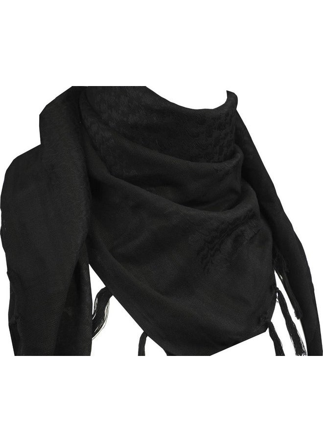 FFNIU - Cotton Scarf Military Shemagh Arab Tactical Desert Keffiyeh Thickened Head Neck Scarf Wrap For Women And Men 43"X43" Black - Image 1