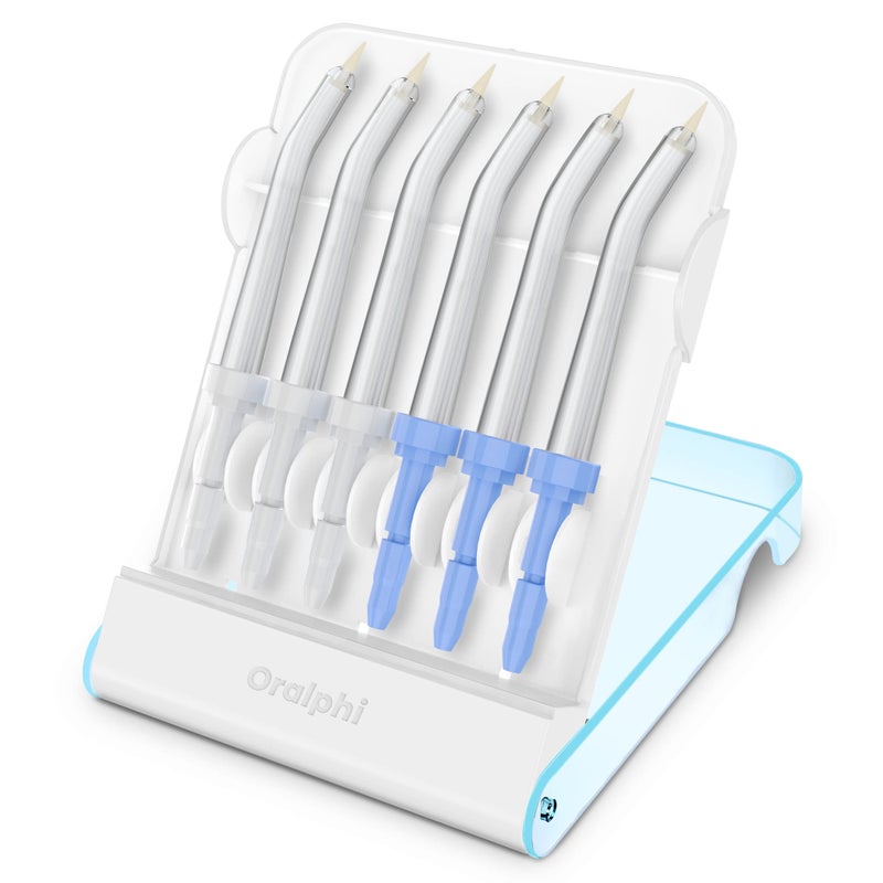 Oralphi Replacement Tips for Waterpik Water Flosser (6 Periodontal Tips + Storage Case Combo) - Image 1