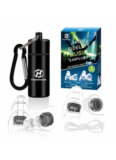 Hearprotek 2 Pairs High Fidelity Concert Ear Plugs, Noise Reduction Music Earplugs, Hearing Protection for Musicians, Festival, DJ's, Drummers, Party, Motorcyclists 23db - Black  - Image 1