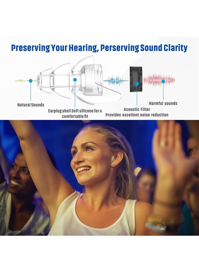 Hearprotek 2 Pairs High Fidelity Concert Ear Plugs, Noise Reduction Music Earplugs, Hearing Protection for Musicians, Festival, DJ's, Drummers, Party, Motorcyclists 23db - Black  - Image 2