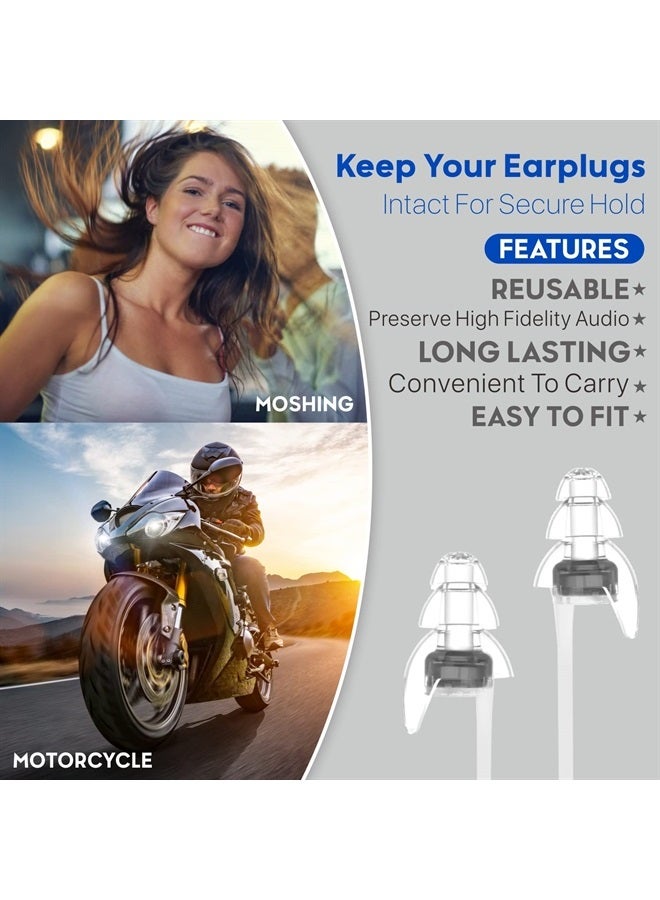 Hearprotek 2 Pairs High Fidelity Concert Ear Plugs, Noise Reduction Music Earplugs, Hearing Protection for Musicians, Festival, DJ's, Drummers, Party, Motorcyclists 23db - Black  - Image 5