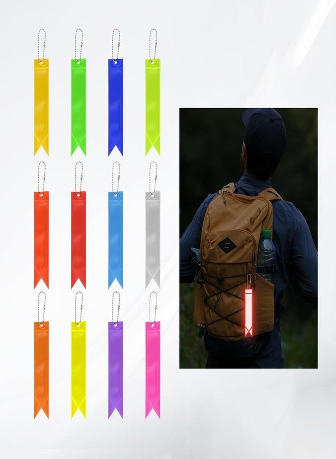 KASHUNUO Reflective Keychain Tag for Backpack: 12 pcs School Bag Reflector Strap for Students - Night Safety Accessories for Runners Cyclists Commuters - High Visibility Zipper Tags - Image 1
