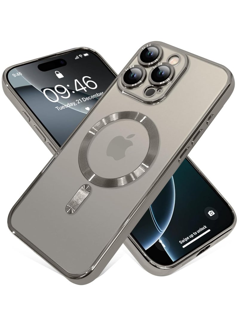 FARROBIZZ Magnetic Case Made for iPhone 16 Pro Max [Built-in Camera Lens Protector] [Compatible with MagSafe] Soft TPU Anti-Scratch Shockproof Protective Slim Clear Case for Women Men - Natural Titanium - Image 4