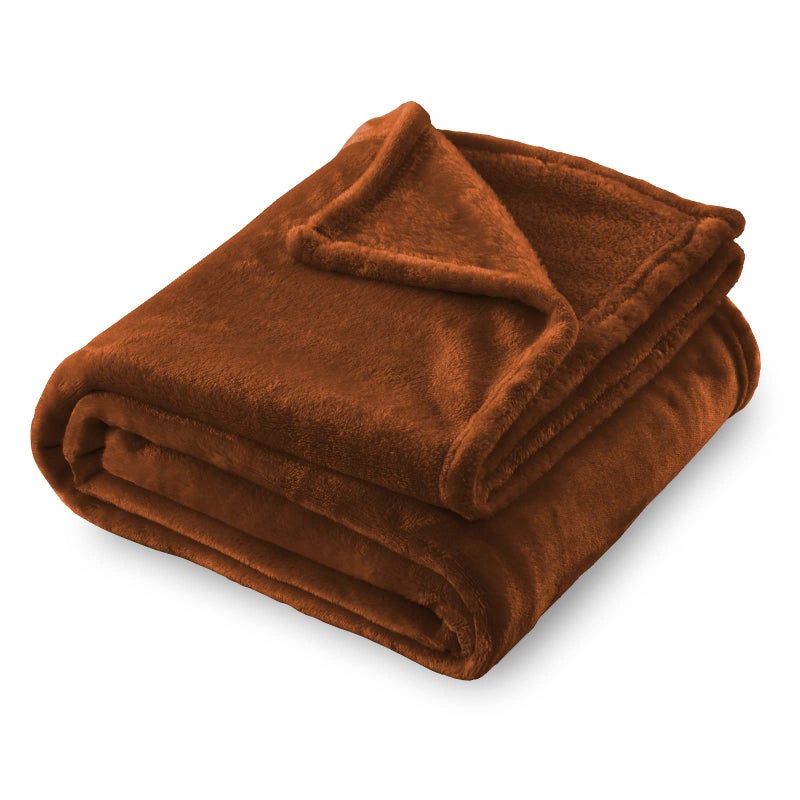 SOCHOW Flannel Fleece Blanket King Size All Season Lightweight Super Soft Cozy Blanket for Bed or Couch Caramel 90inch X108