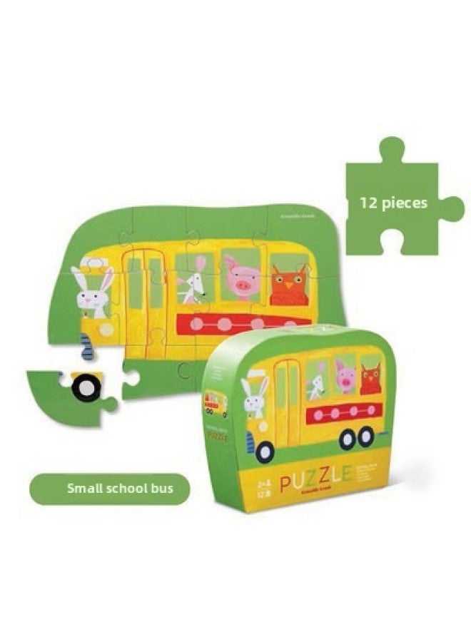 【Clearance】 American Crocodile Creek Crocodile Valley Puzzle Collection-Color:12 Pc Mini Little School Bus School Days - Image 1