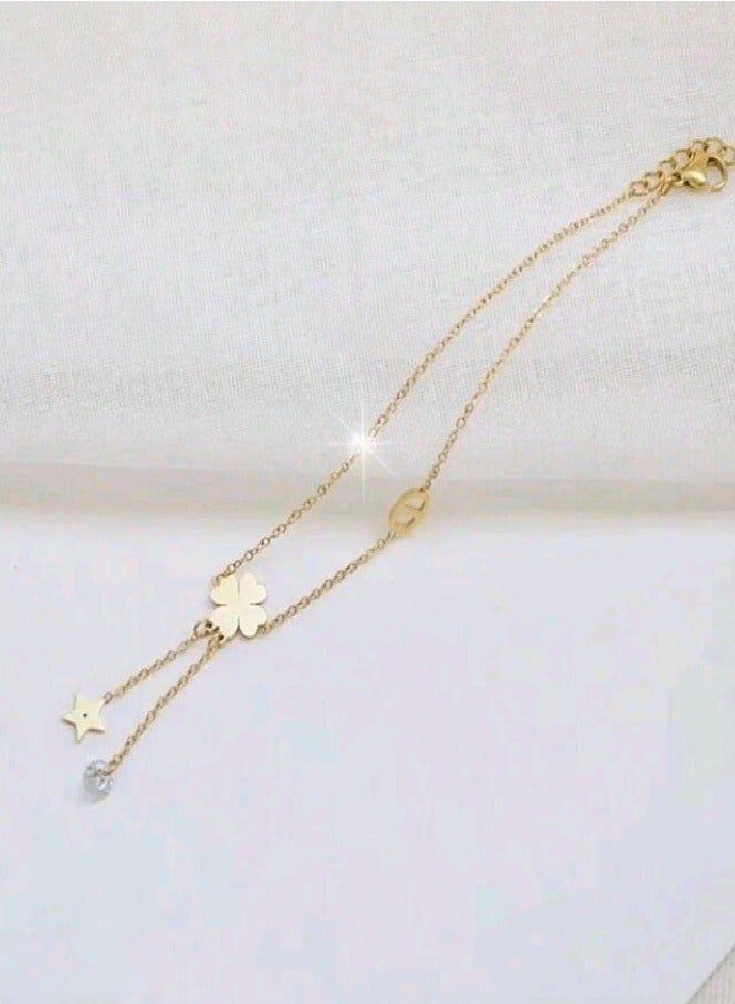 Attractives Trendy Stainless Steel Gold Plated Anklet For Women - Image 2