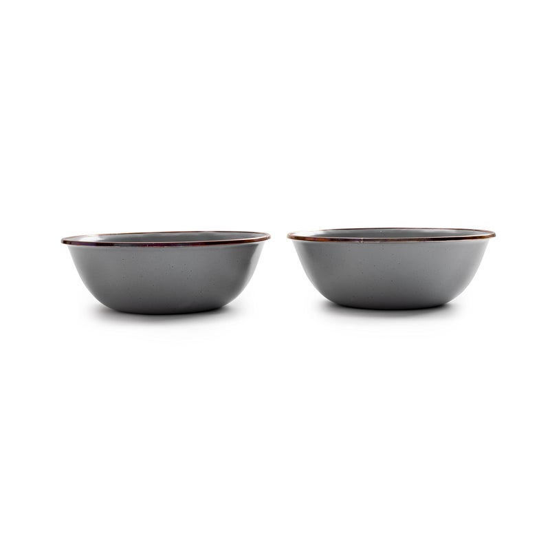 Barebones Enamel Bowl Set  Dish Set of 2 Bowls  Enamelware Set for Camping and Everyday Use Slate Gray