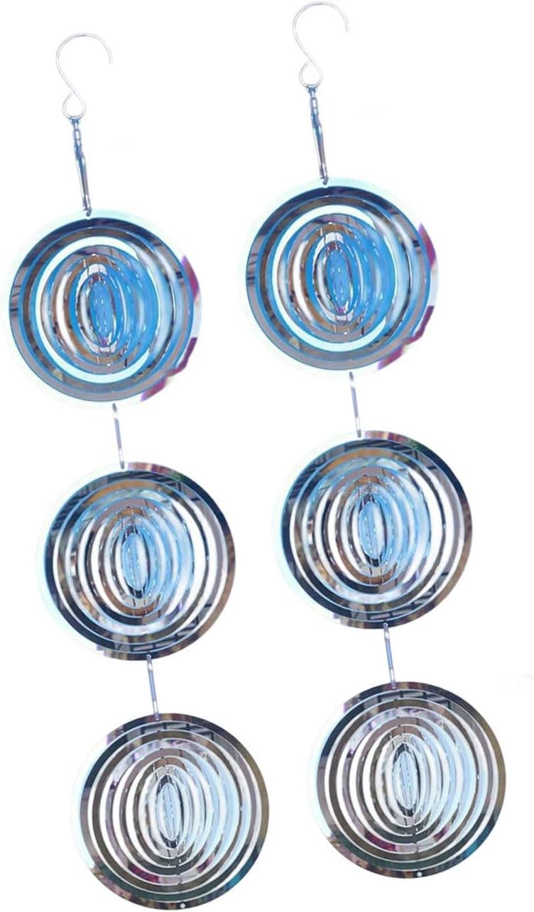 2 Items Stainless Steel Reflective Garden Spinner Bird Scarer Weather Resistant Outdoor Decor - Image 1