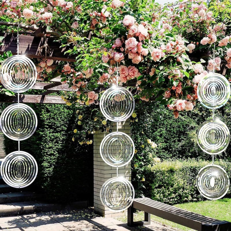 2 Items Stainless Steel Reflective Garden Spinner Bird Scarer Weather Resistant Outdoor Decor - Image 4