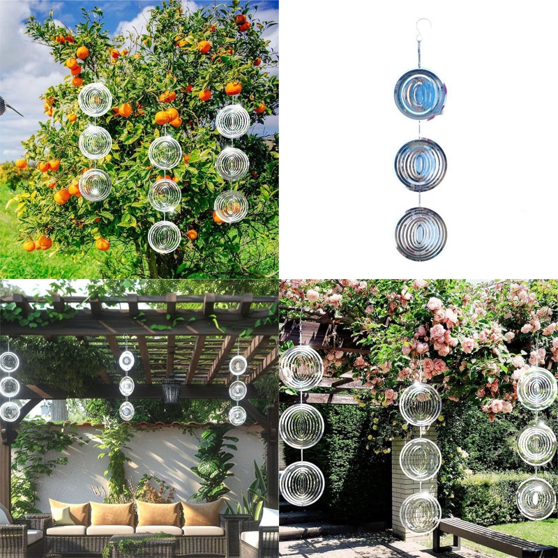 2 Items Stainless Steel Reflective Garden Spinner Bird Scarer Weather Resistant Outdoor Decor - Image 3