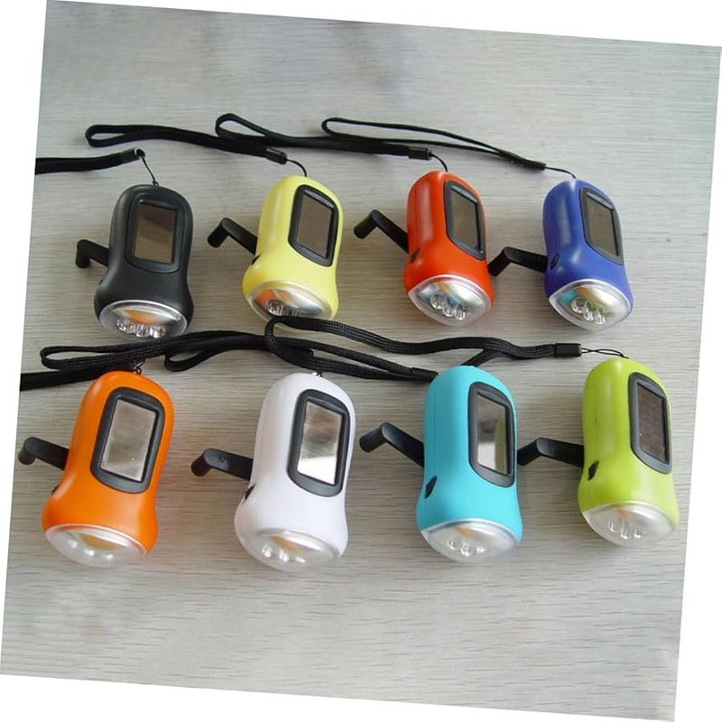Jojofuny 2pcs Assorted Color Solar Crank LED Flashlight Portable for Camping Hiking - Image 4