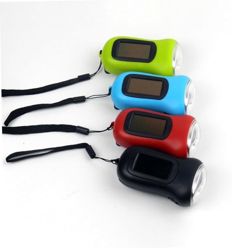 Jojofuny 2pcs Assorted Color Solar Crank LED Flashlight Portable for Camping Hiking - Image 3
