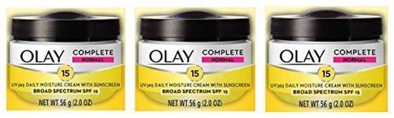 Olay Face Moisturizer Complete All Day UV Moisture Cream with Sunscreen SPF 15 Normal Skin 2 Fl Oz Pack of 3
