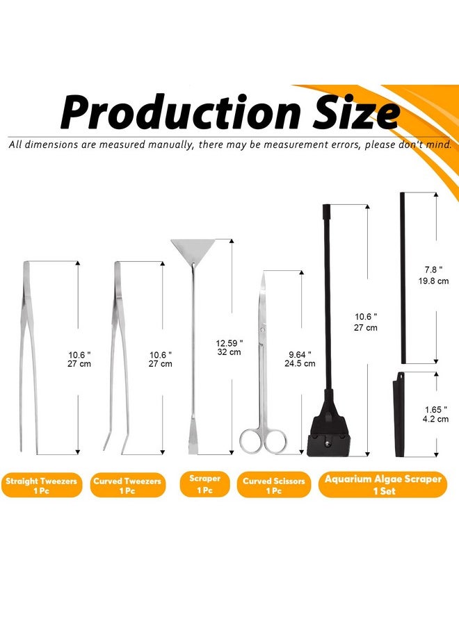 Rustark Rustark 13Pcs Aquascape Tools Kit - Stainless Steel Aquarium Plant Tools - Tweezers, Scissors, Scraper, Sand Spatula for Fish Tank  - Image 2