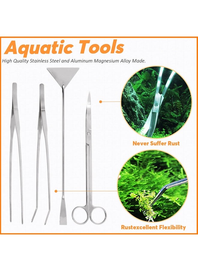 Rustark Rustark 13Pcs Aquascape Tools Kit - Stainless Steel Aquarium Plant Tools - Tweezers, Scissors, Scraper, Sand Spatula for Fish Tank  - Image 4