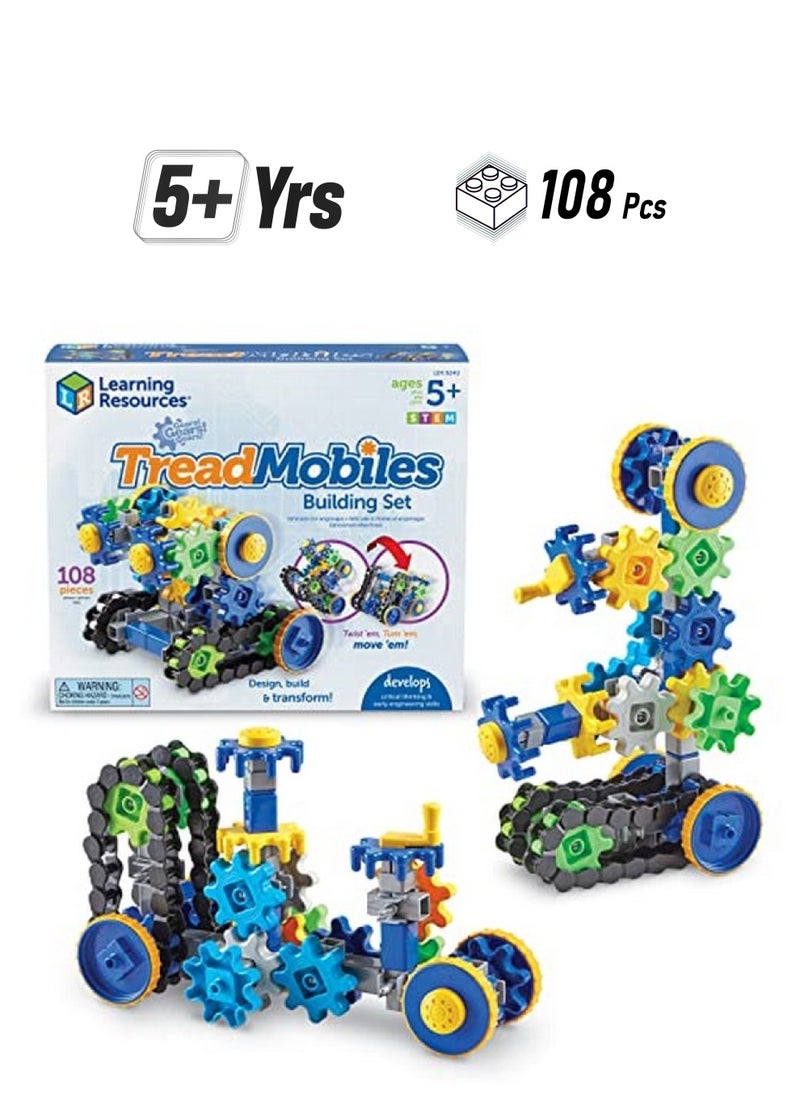 Learning Resources - Gears! Gears! Gears! Treadmobiles Building Set Stem Toys Develops Early Engineering Skills 108 Pieces Ages 5+ - Image 1
