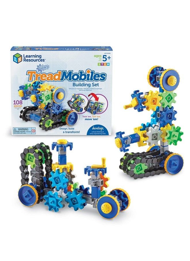 Learning Resources - Gears! Gears! Gears! Treadmobiles Building Set Stem Toys Develops Early Engineering Skills 108 Pieces Ages 5+ - Image 1