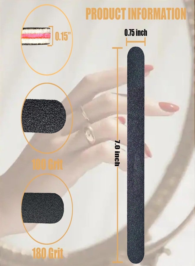 Transun Moo Nail Files Bulk, 9 Pack 7 Inches Disposable Double Sided 100/180 Grit Emery Boards Manicure Pedicure Tools(9) - Image 2