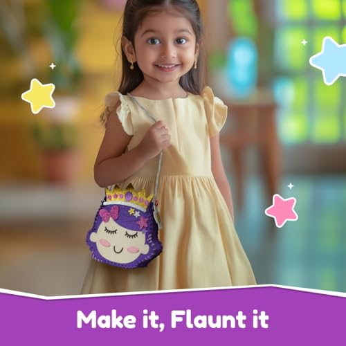 Bloomingo DIY Princess Bag Craft Kit for Girls –Creative Skill-Building Birthday & Return Gift | Make Your Own Sling Bag with Colorful Sewing Pieces | Fun, Creative & Learning Toy for Kids Age 4+ - Image 2