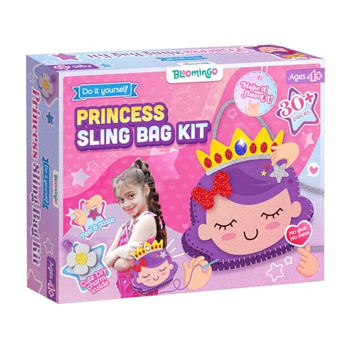 Bloomingo DIY Princess Bag Craft Kit for Girls –Creative Skill-Building Birthday & Return Gift | Make Your Own Sling Bag with Colorful Sewing Pieces | Fun, Creative & Learning Toy for Kids Age 4+ - Image 1