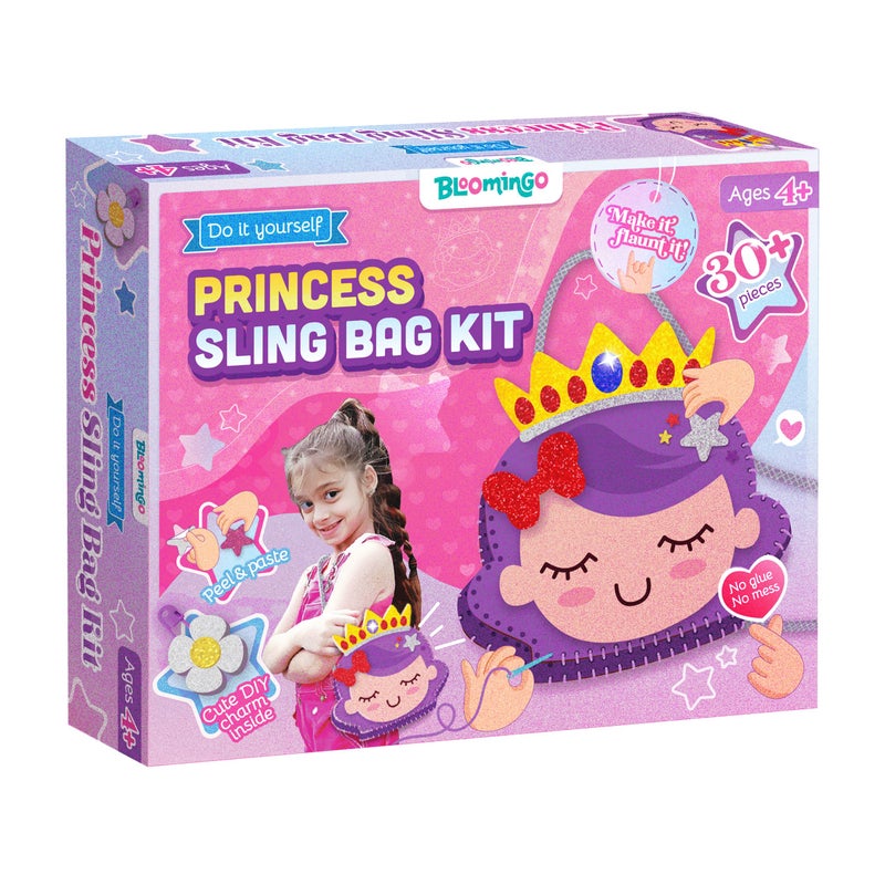 Bloomingo DIY Princess Bag Craft Kit for Girls –Creative Skill-Building Birthday & Return Gift | Make Your Own Sling Bag with Colorful Sewing Pieces | Fun, Creative & Learning Toy for Kids Age 4+ - Image 5